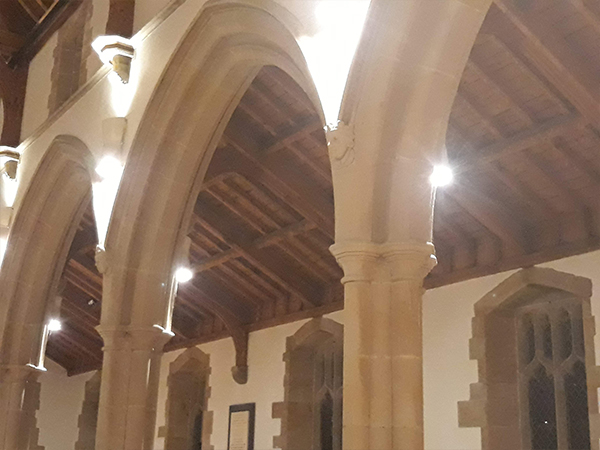 loudspeakers installed into a church roof for houses of worship
