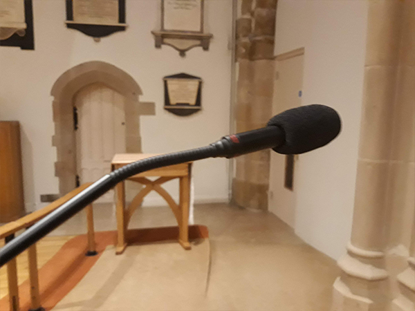 Microphone install to church house of worship