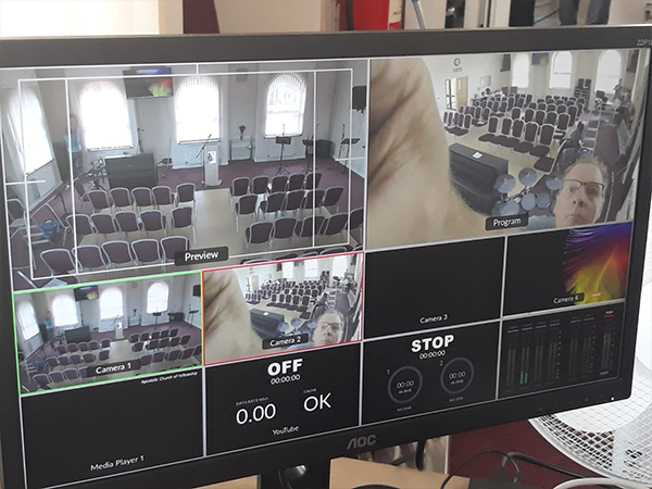 screen for live video stream of church service