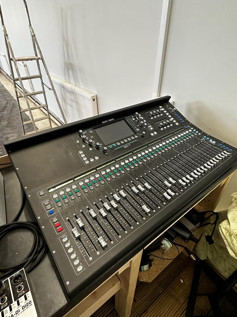 mixing desk as part of a church audio visual installation